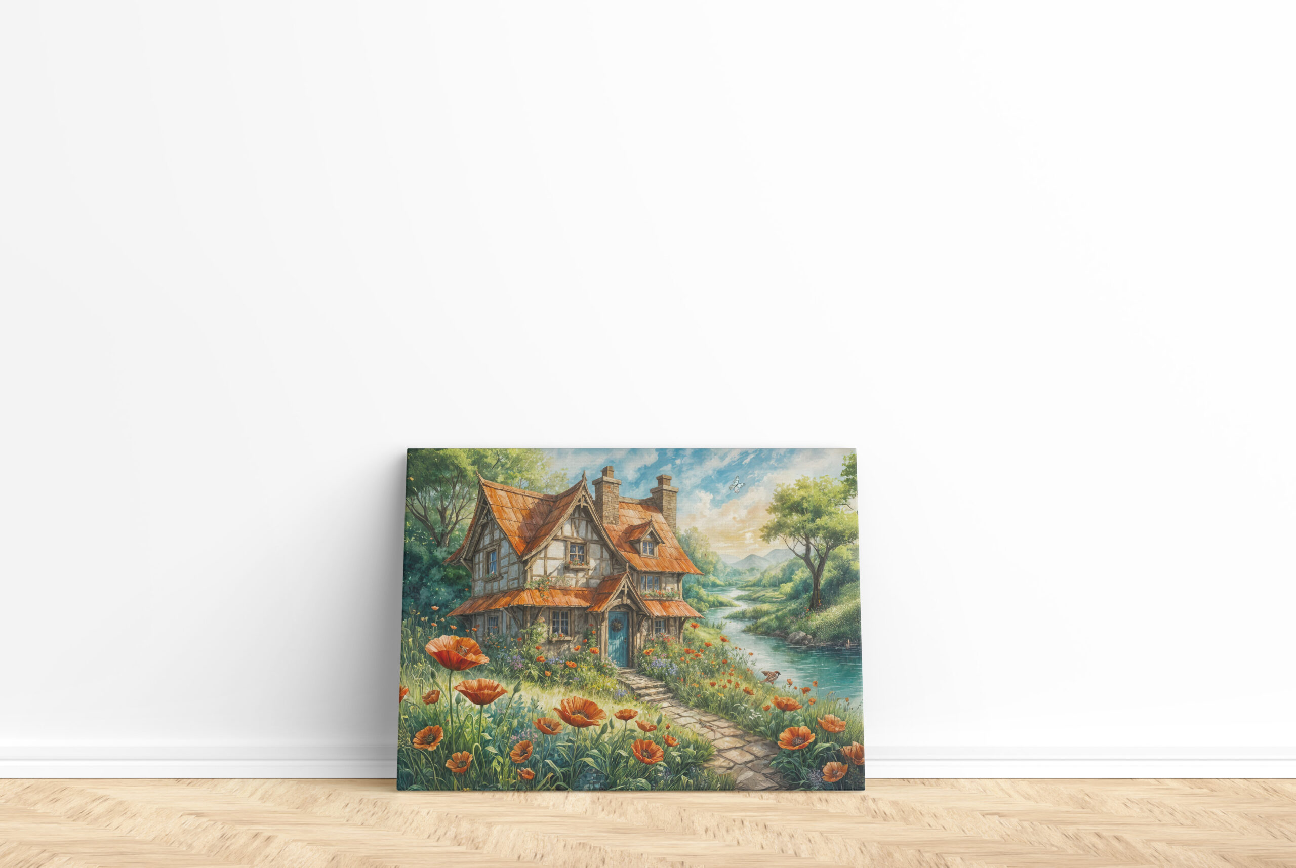 raxxa Canva: Whimsical Cottage with Poppy Flowers - Image 2