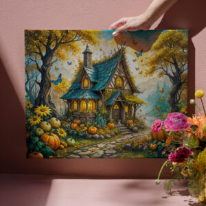 raxxa Canva: Enchanting Autumn Cottage with Pumpkins