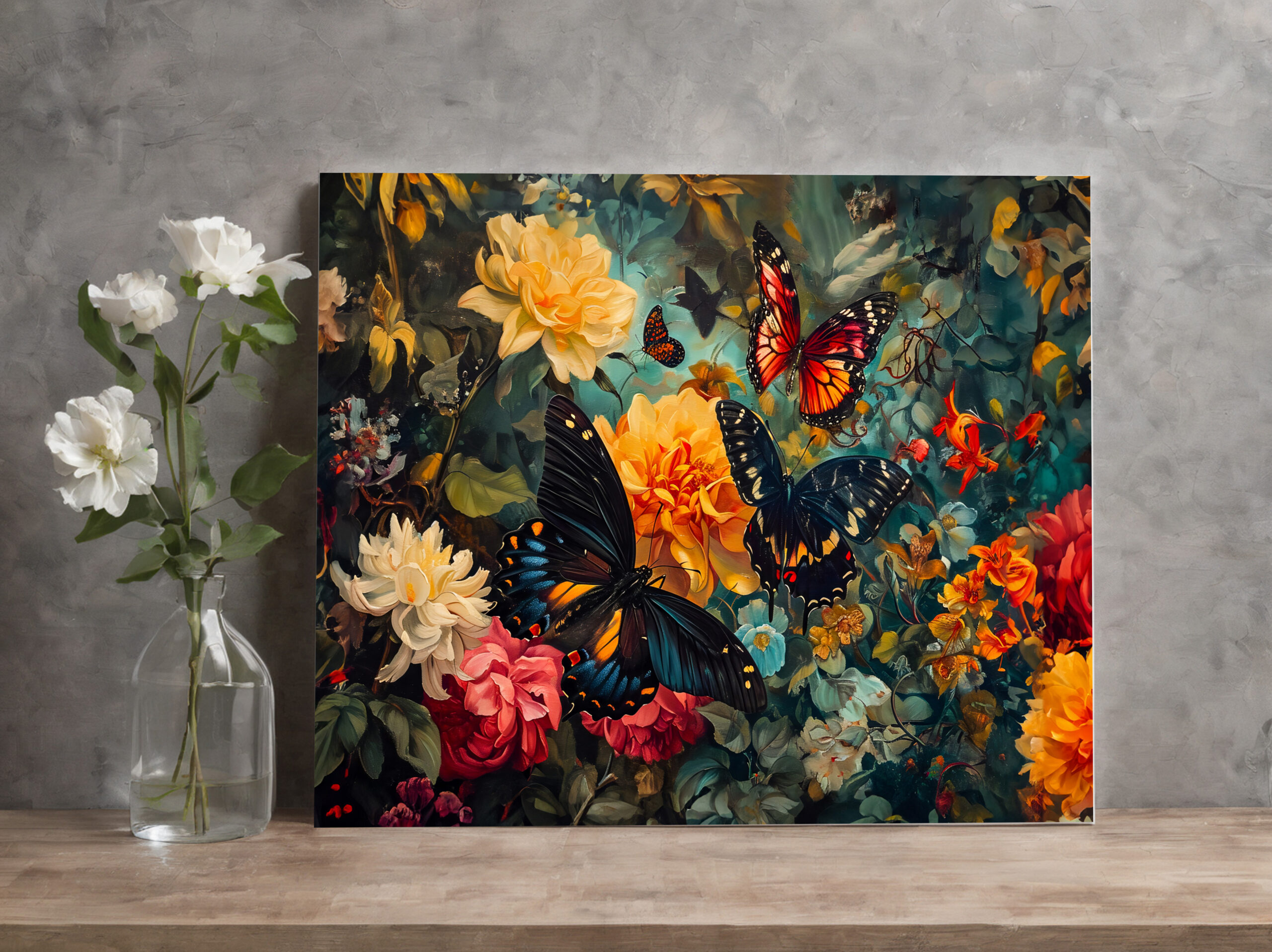 raxxa Canva: Butterflies with Dahlias and Roses Garden Illustration - immagine 2
