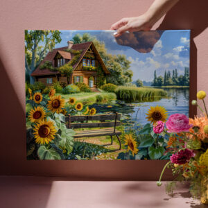 raxxa Canva: Lakeside Cottage with Sunflower Field