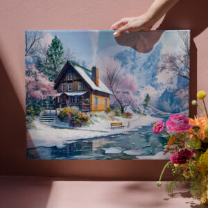 raxxa Canva: Mountain Cottage in Spring with Blossoms
