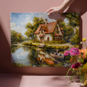 raxxa Canva: Lakeside Cottage with Rowboat