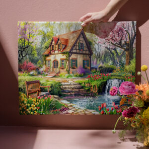raxxa Canva: Spring Cottage with Blooming Tulips
