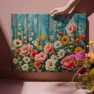 raxxa Canva: Summer Garden Mix on Turquoise Fence