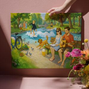 raxxa Canva: Couple on Bench at Eisbach Munich