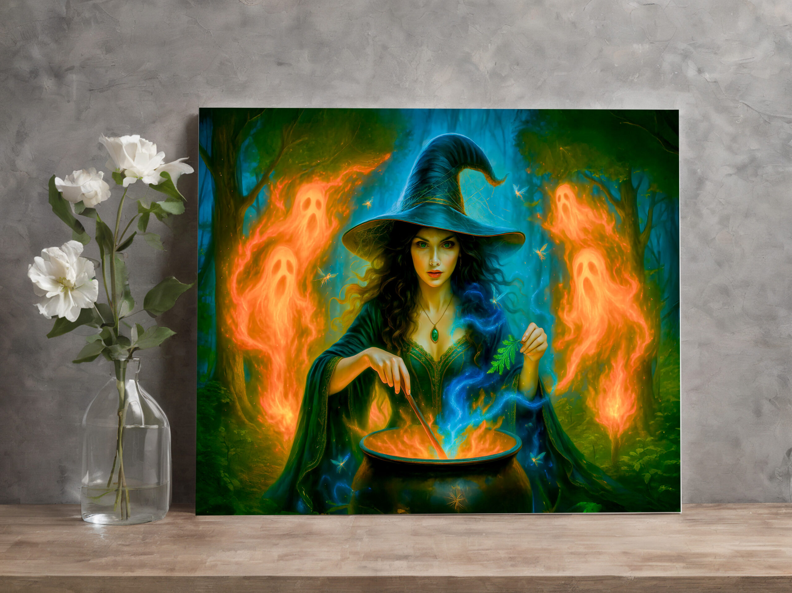 raxxa Canva: Forest witch summoning glowing spirits