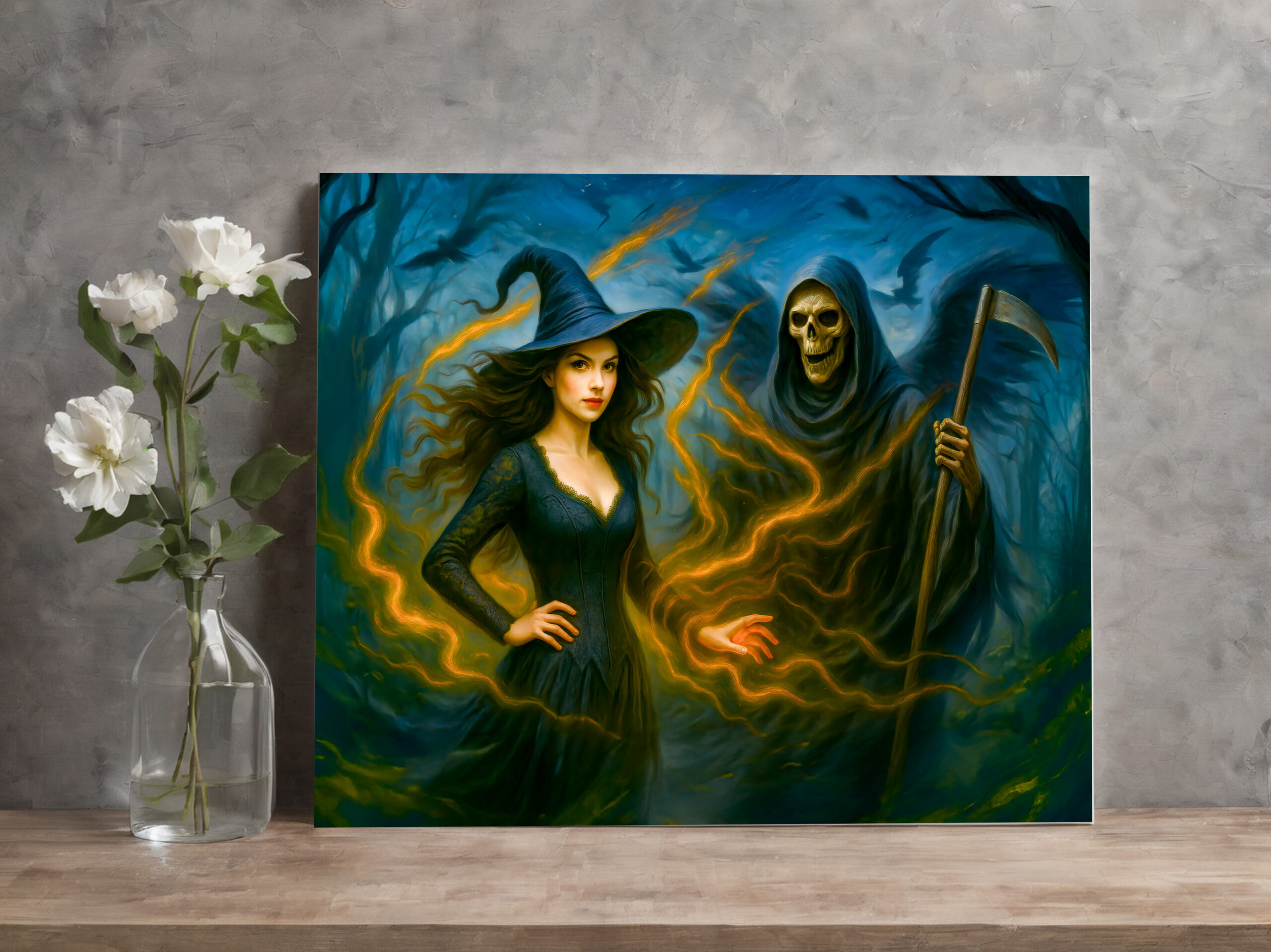 raxxa Canva: Witch in dark forest with the grim reaper - Imagen 2