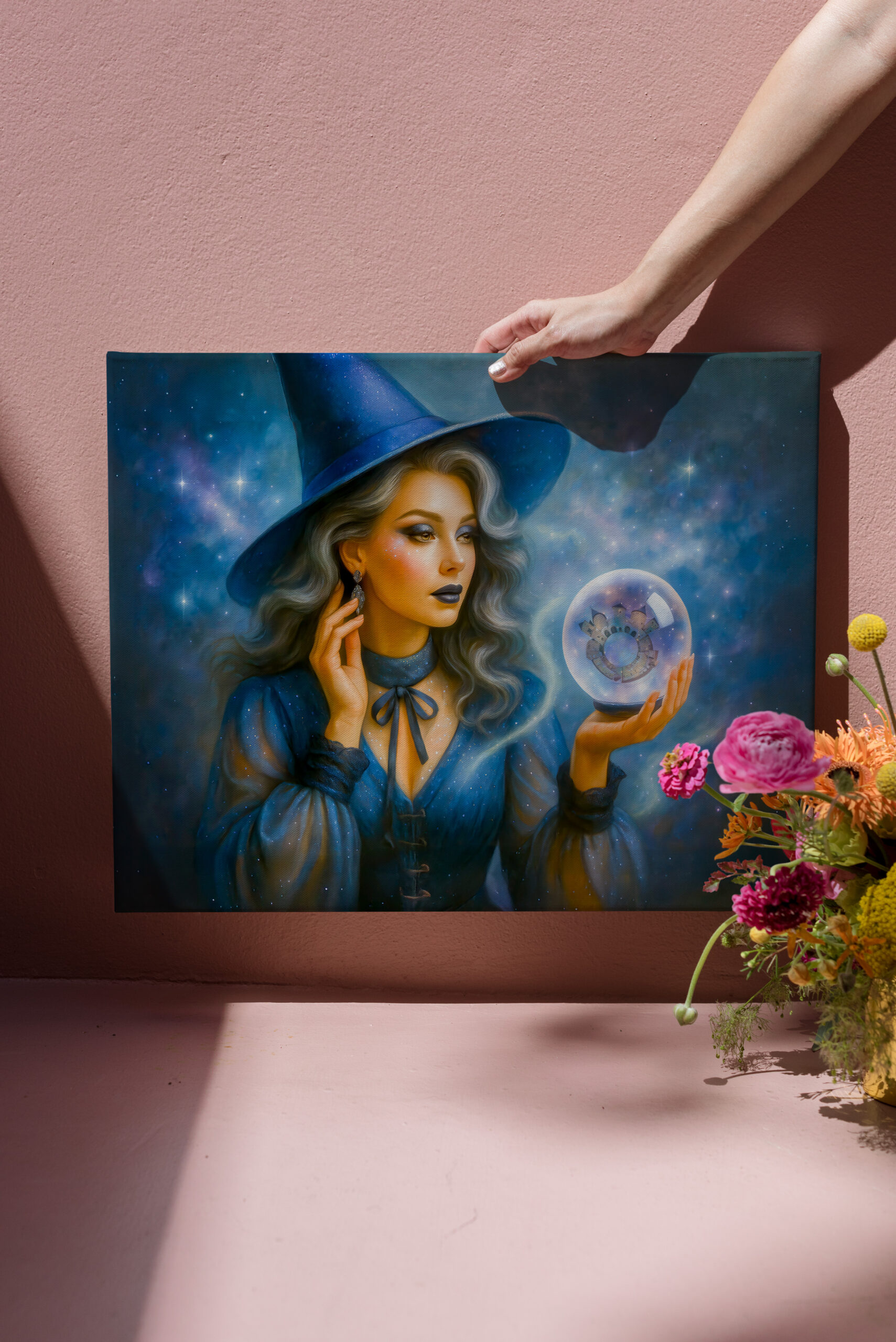 raxxa Canva: Witch in blue with crystal ball