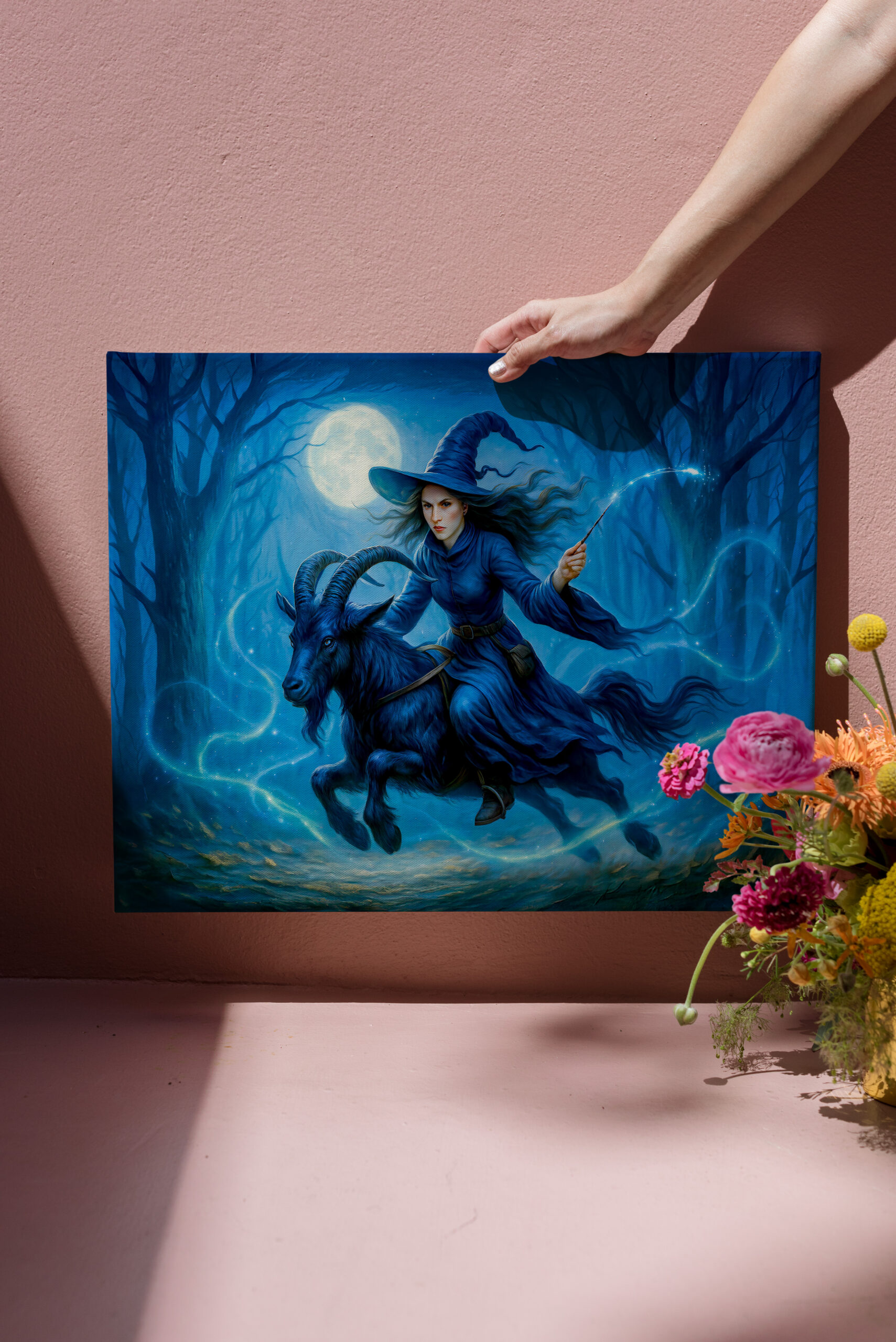 raxxa Canva: Witch riding a goat through moonlit forest - Image 3