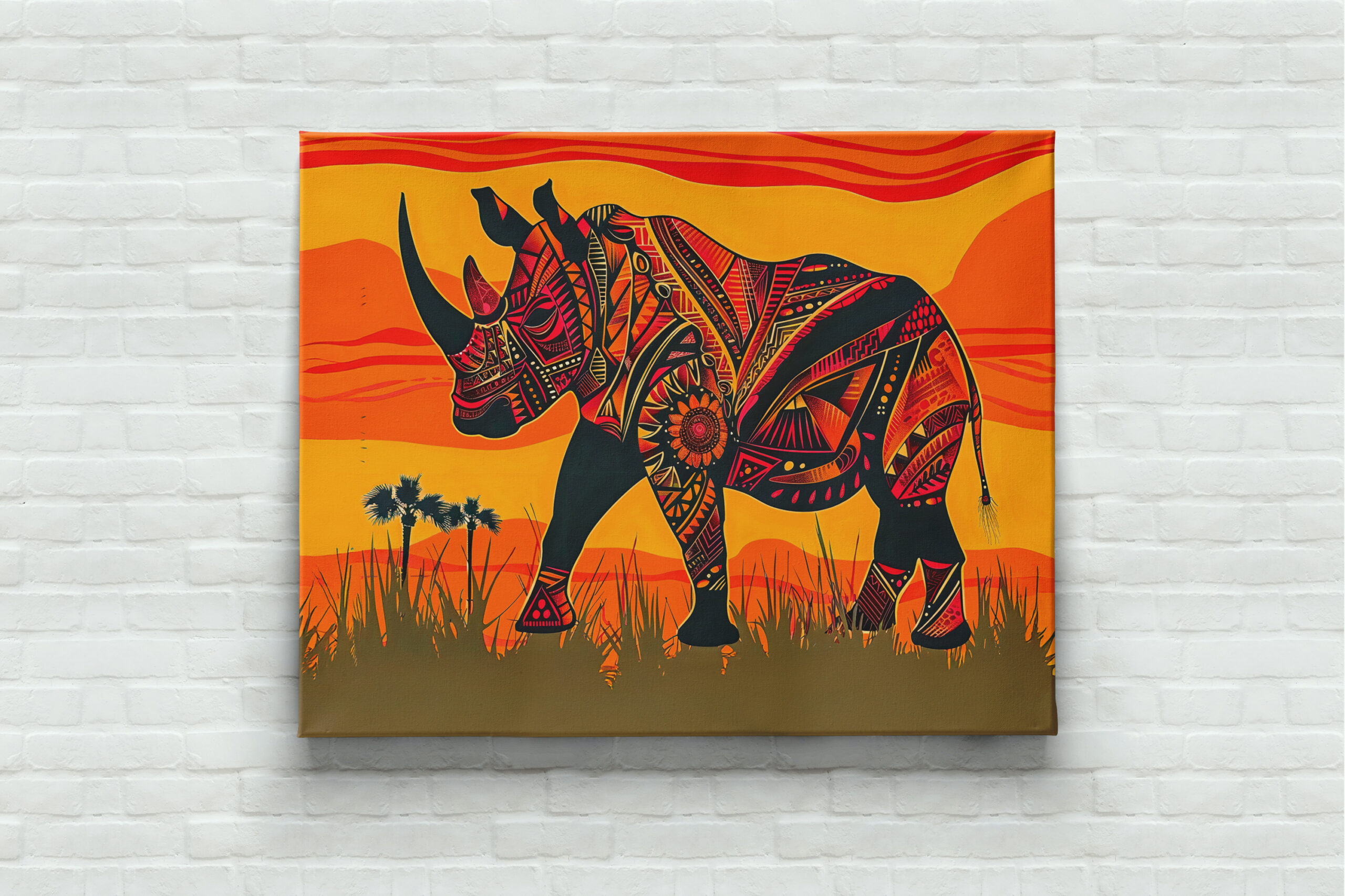 raxxa Canva: African rhino with tribal pattern design – Bild 2