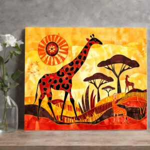 raxxa Canva: African giraffe with geometric tribal design