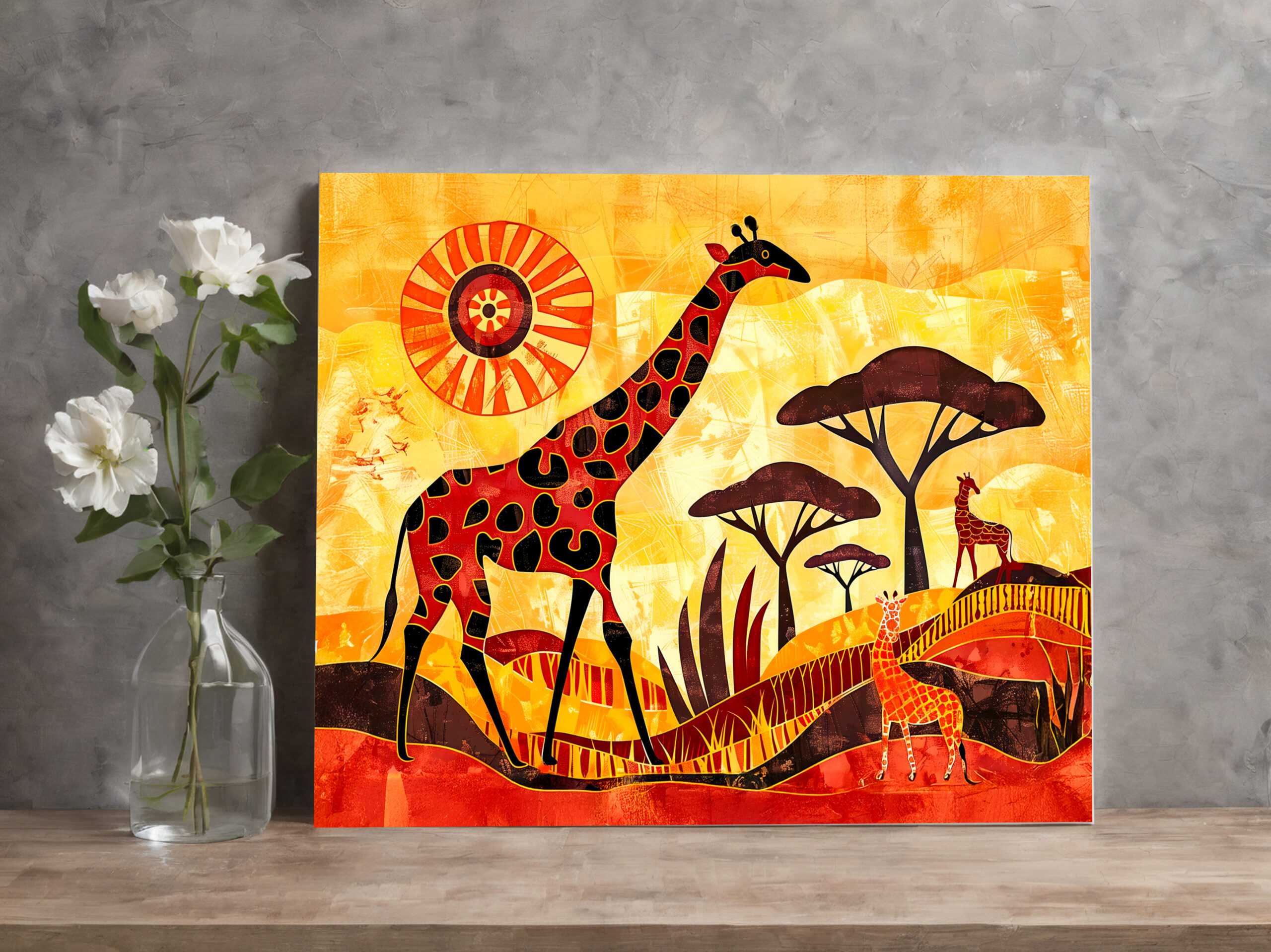 raxxa Canva: African giraffe with geometric tribal design
