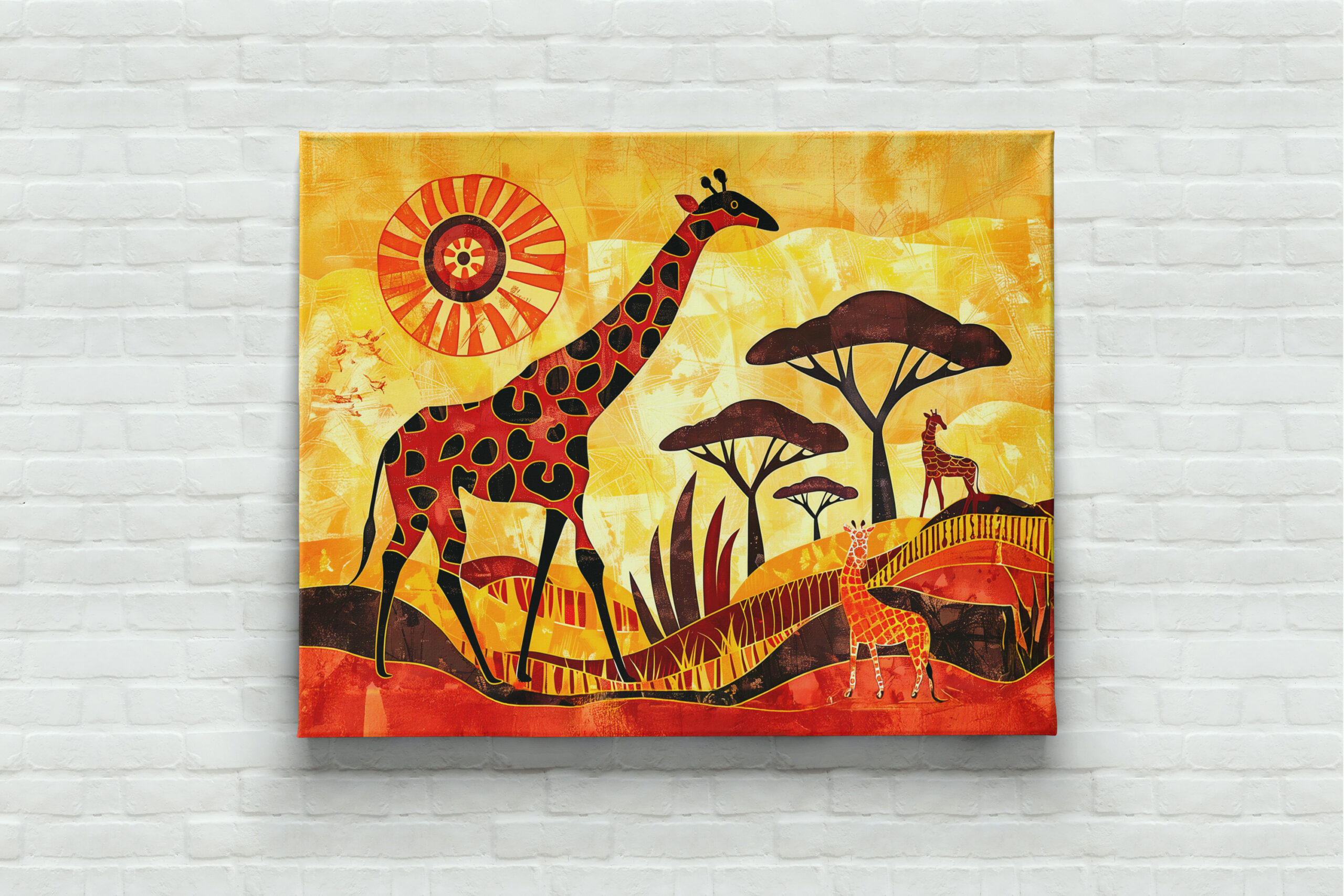 raxxa Canva: African giraffe with geometric tribal design - immagine 2