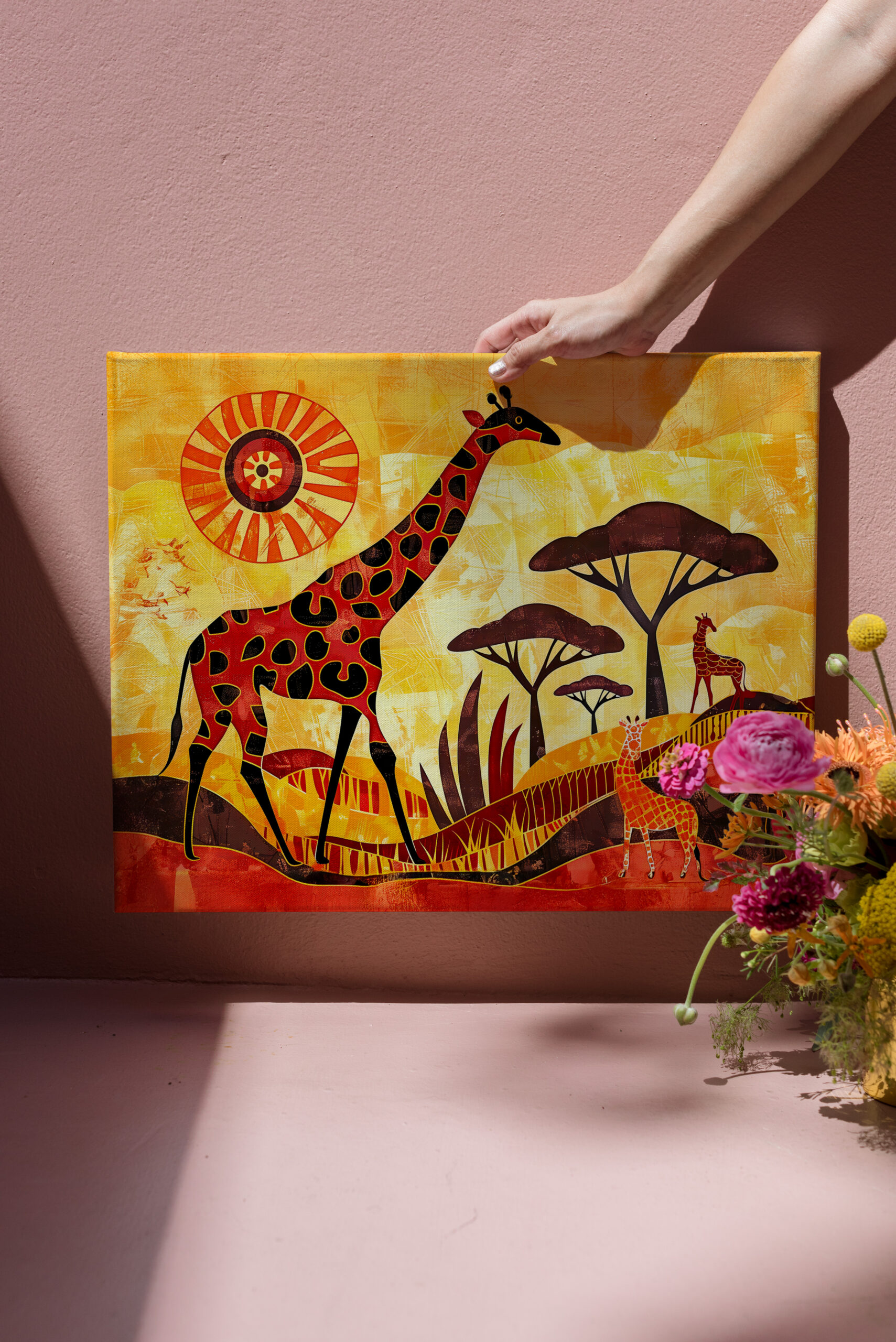 raxxa Canva: African giraffe with geometric tribal design - immagine 3