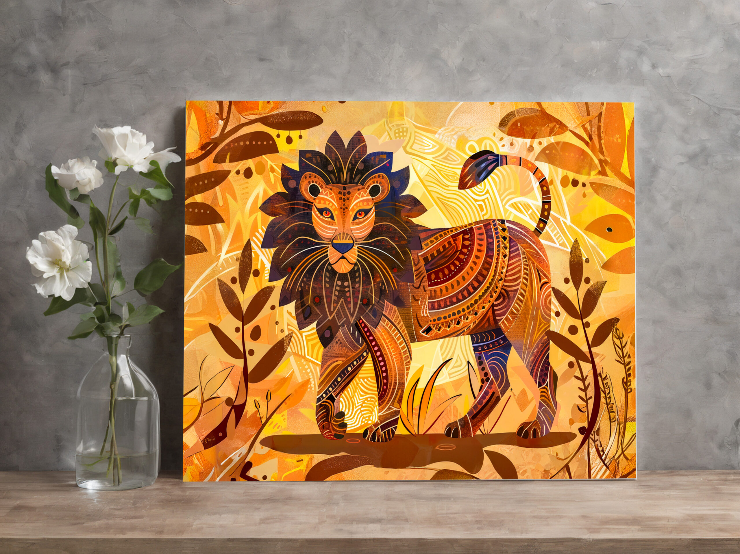 raxxa Canva: African lion with tribal patterned mane - immagine 2