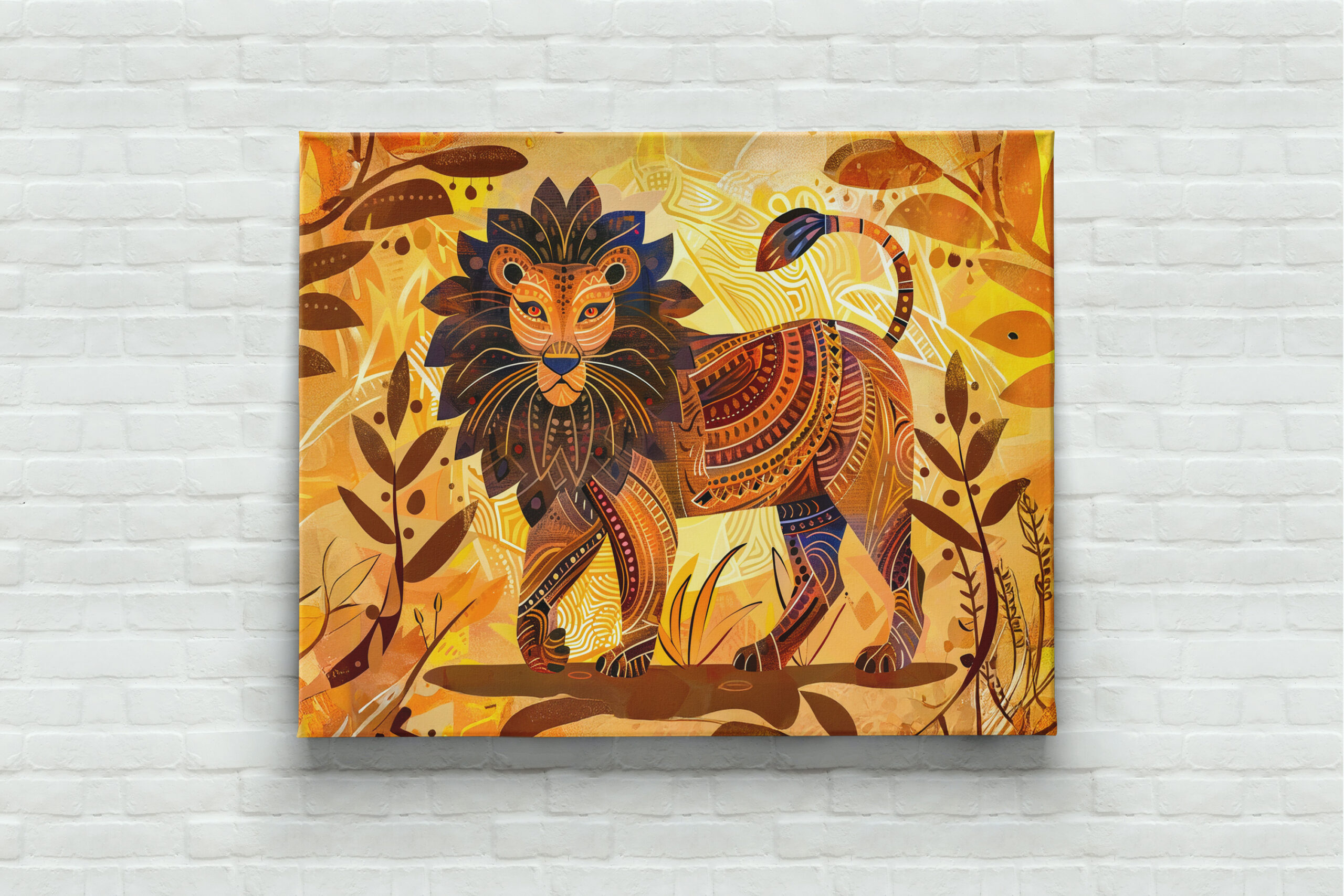 raxxa Canva: African lion with tribal patterned mane - immagine 3