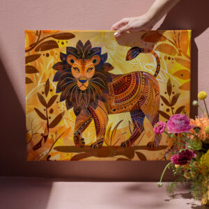 raxxa Canva: African lion with tribal patterned mane