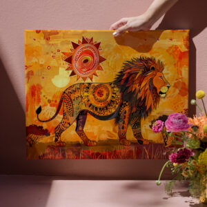 raxxa Canva: African lion portrait in tribal style