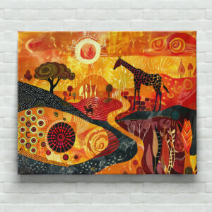 raxxa Canva: African giraffes in tribal painting style
