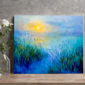 raxxa Canva: Blue Grasslands at Sunrise at morning