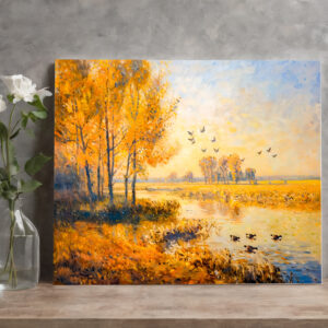 raxxa Canva: Autumn Riverbank with Migrating Birds in Havelland