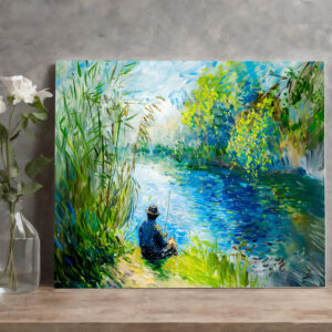 raxxa Canva: fisherman sitting by the Havel riverbank on a warm summer day