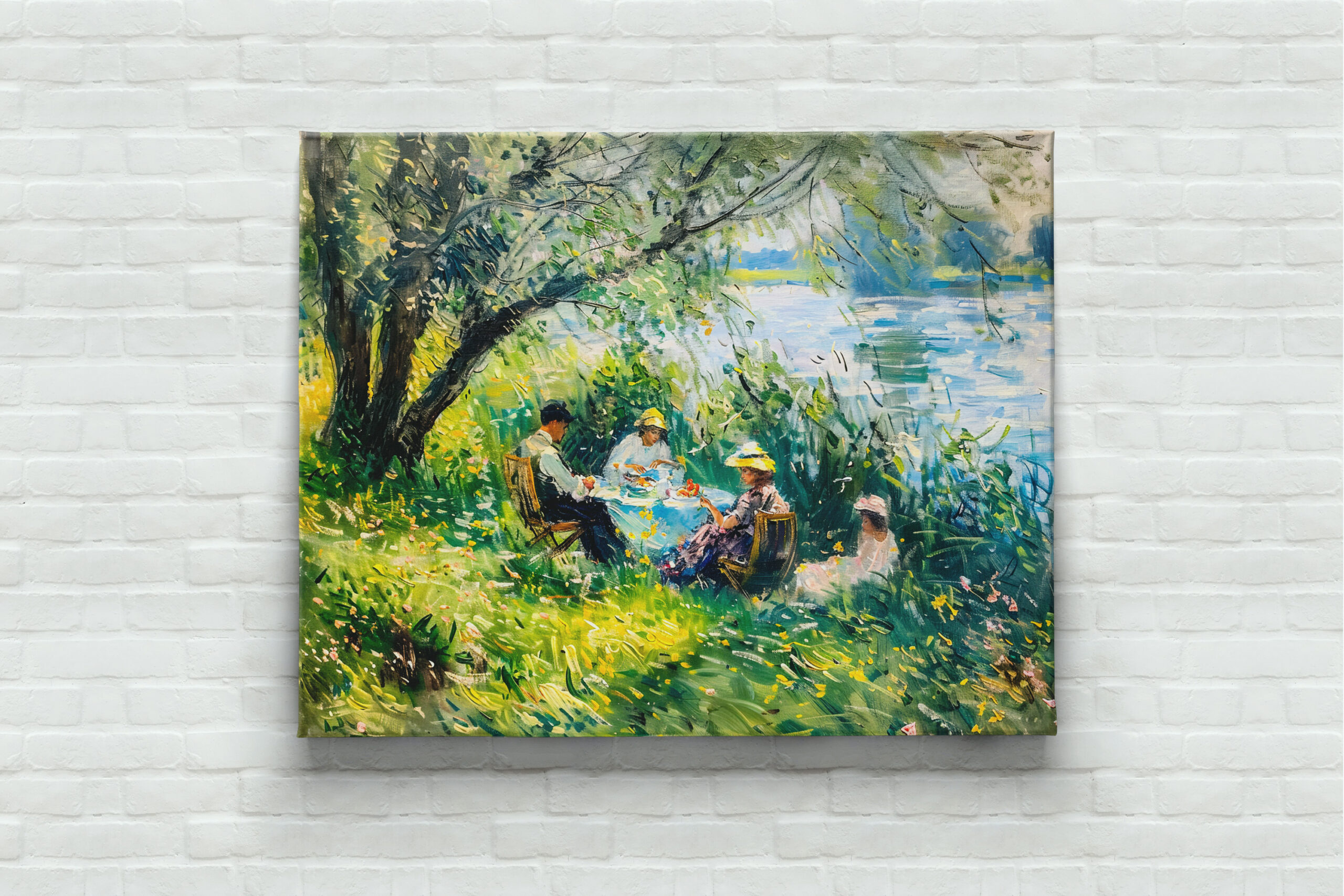 raxxa Canva: family enjoying a picnic in a lush meadow on river - immagine 2