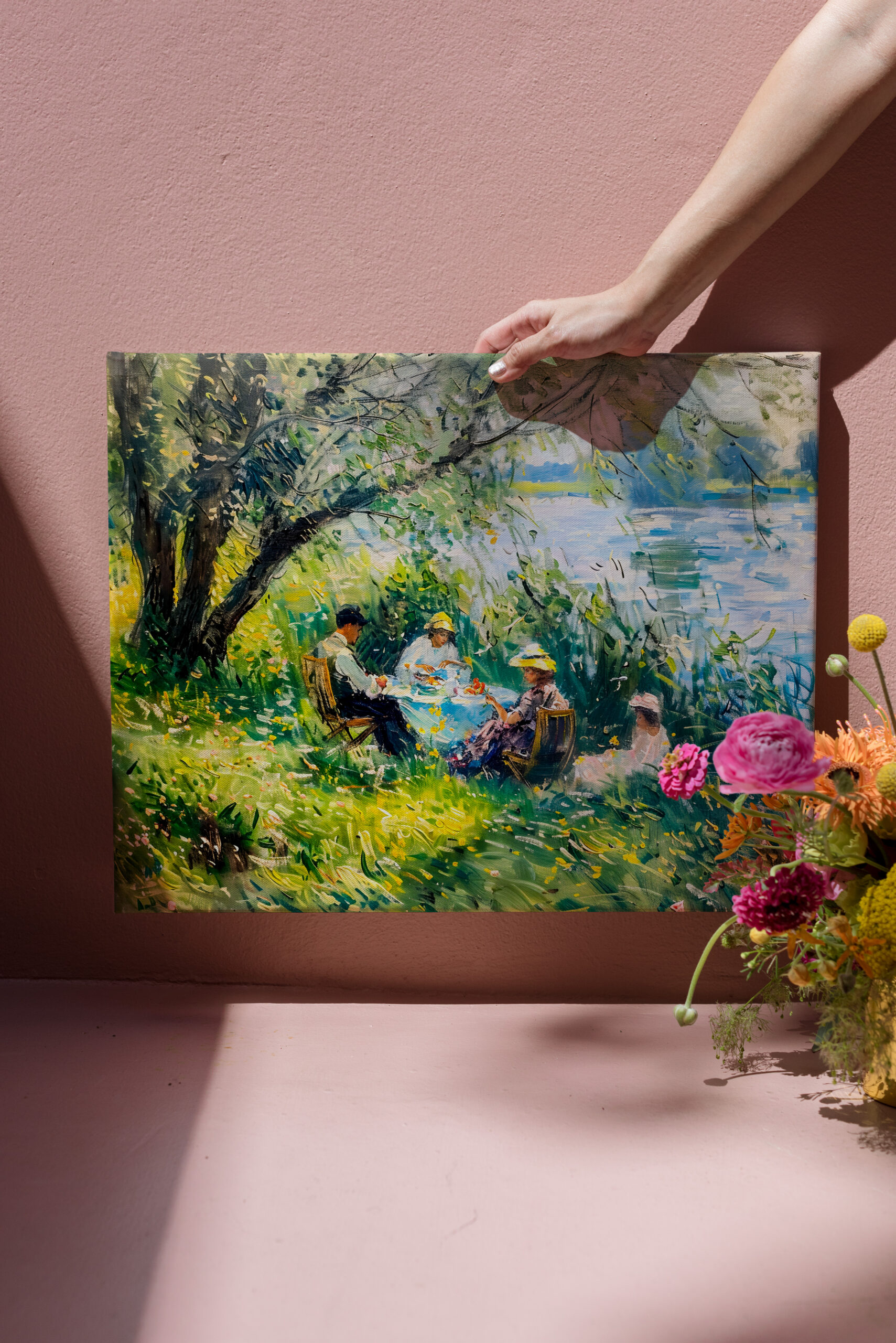 raxxa Canva: family enjoying a picnic in a lush meadow on river - immagine 3