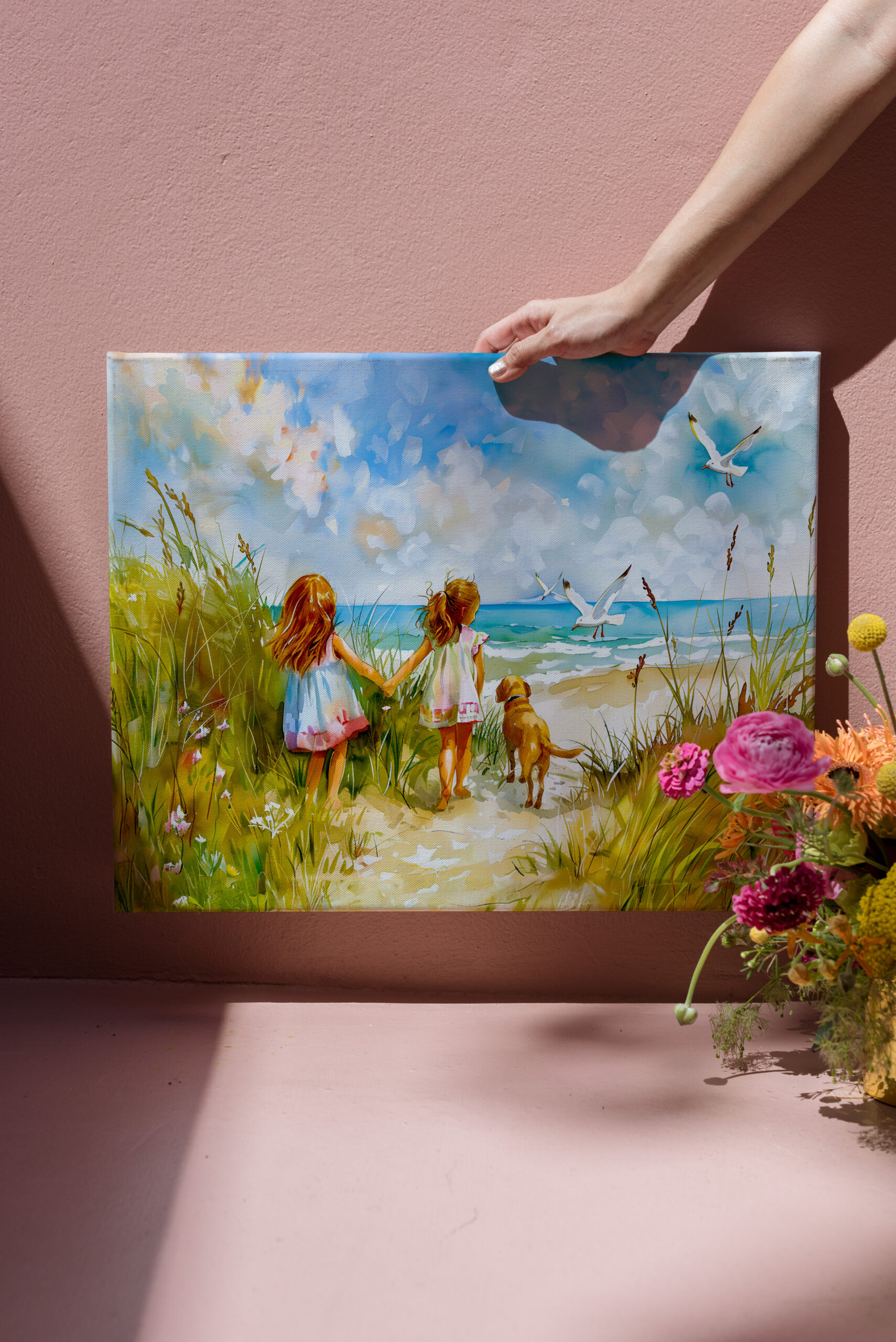 raxxa Canva: Summer Beach Day with Girls and Dog