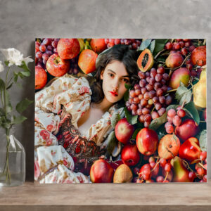 raxxa Canva: Woman with apples and grapes