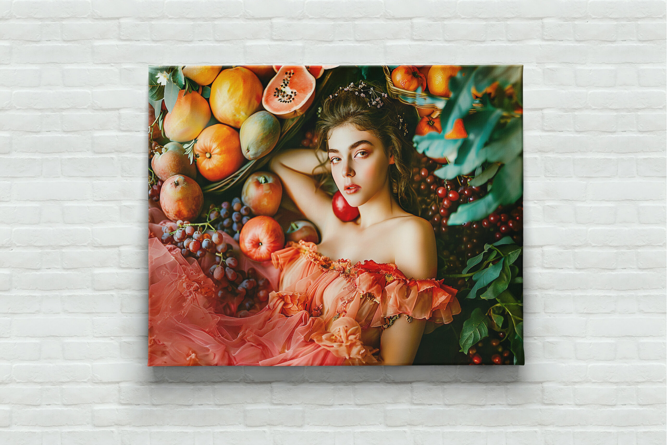 raxxa Canva: Woman with fruits and flowers portrait style - Imagen 3