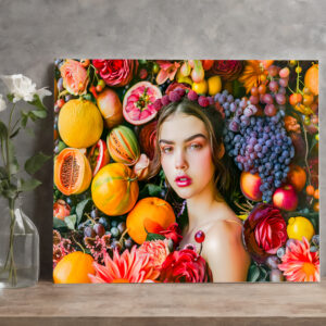 raxxa Canva: Woman with grapes and flower garland