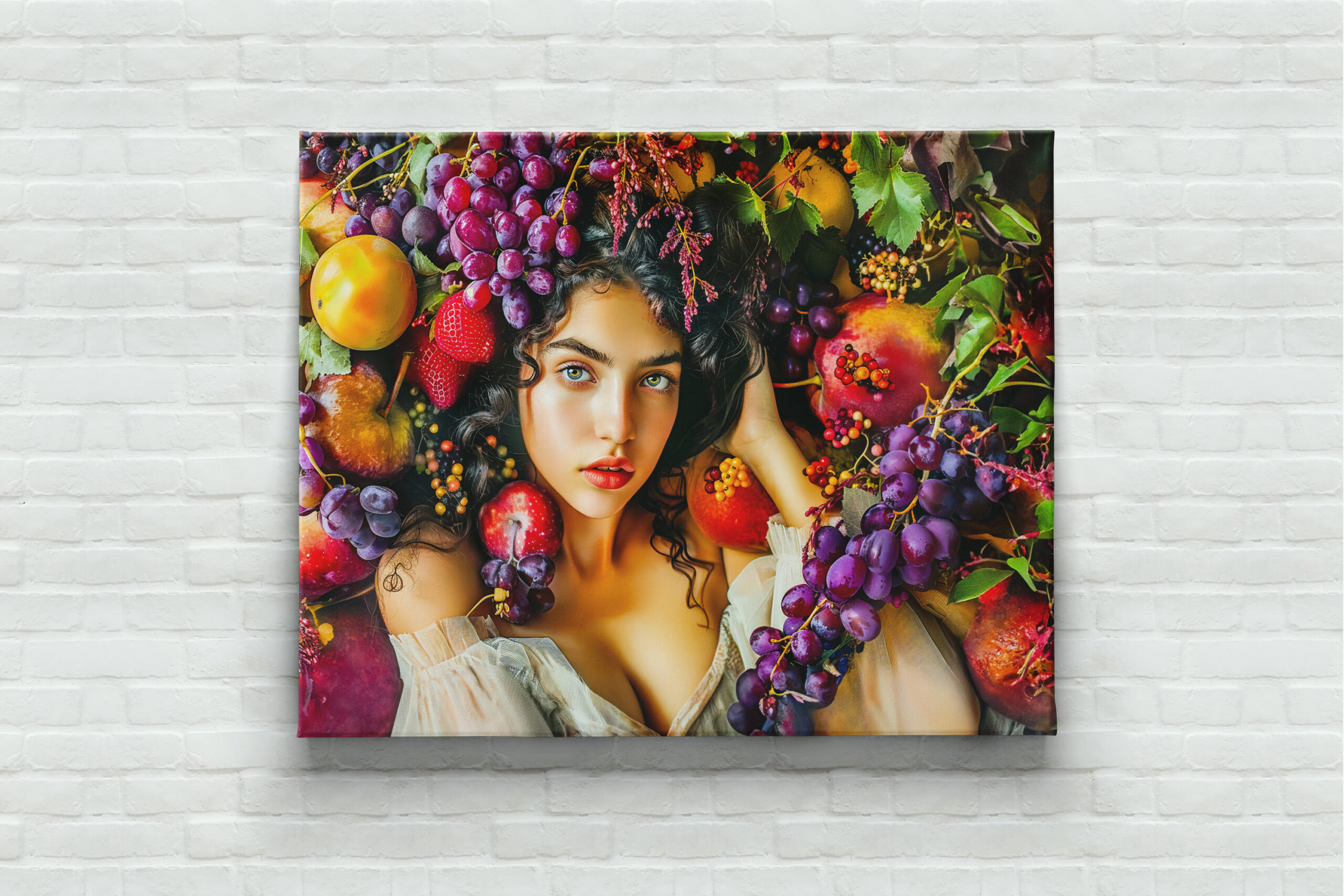 raxxa Canva: Elegant woman with pomegranate grapes and floral crown - Image 3