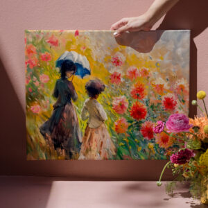 raxxa Canva: Two women at dahlia flowerbed