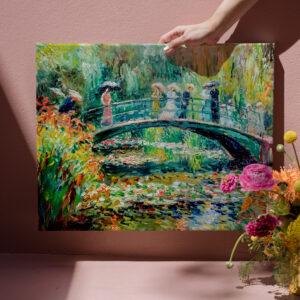 raxxa Canva: People on garden bridge with water lilies