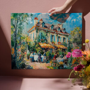 raxxa Canva: House with garden tables and people