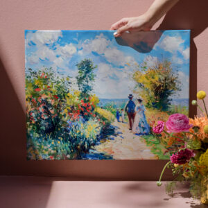 raxxa Canva: Couple on garden path by the lake