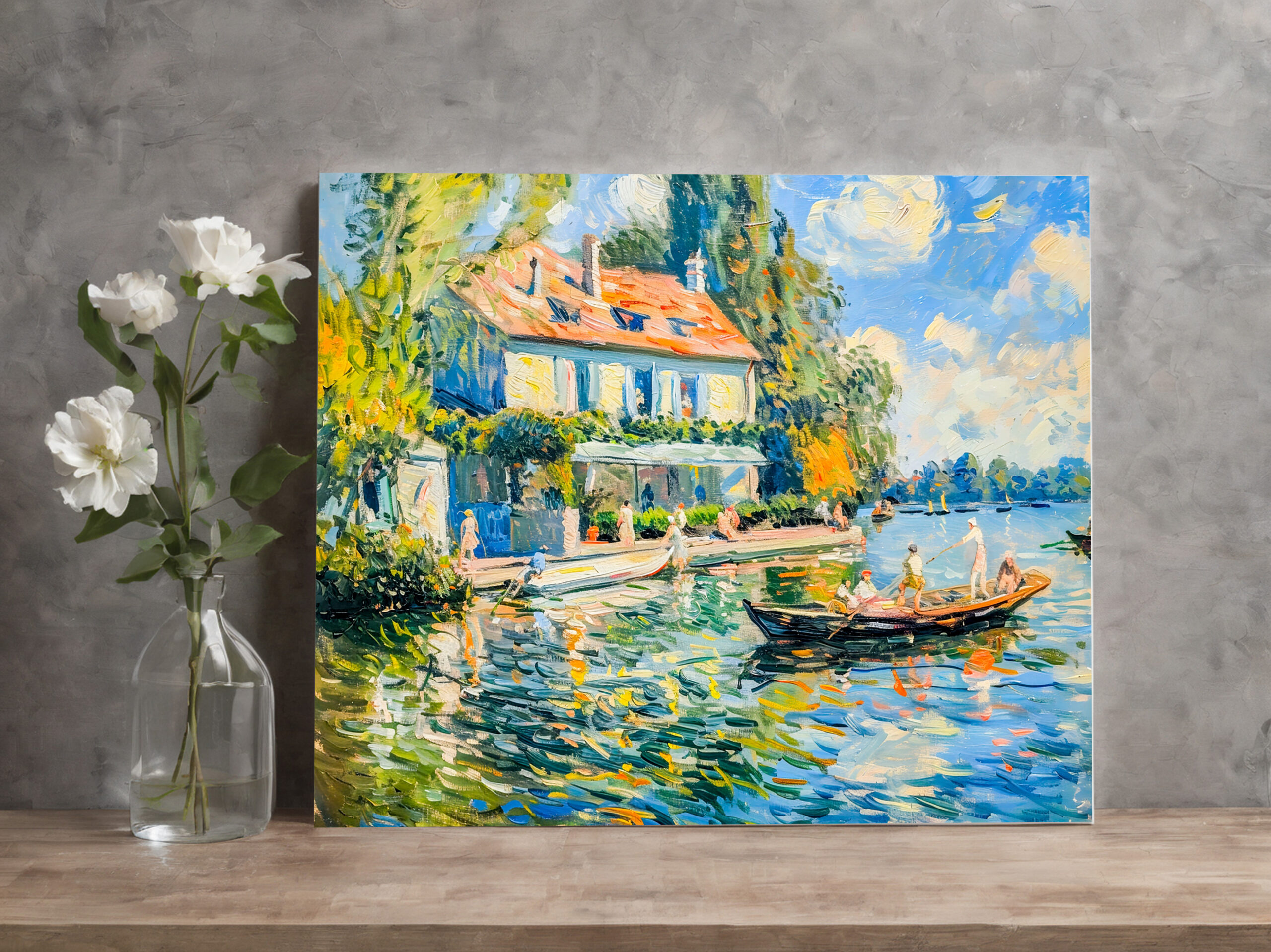 raxxa Canva: House by the lake with boat