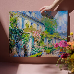 raxxa Canva: Impressionist roses on summer house wall