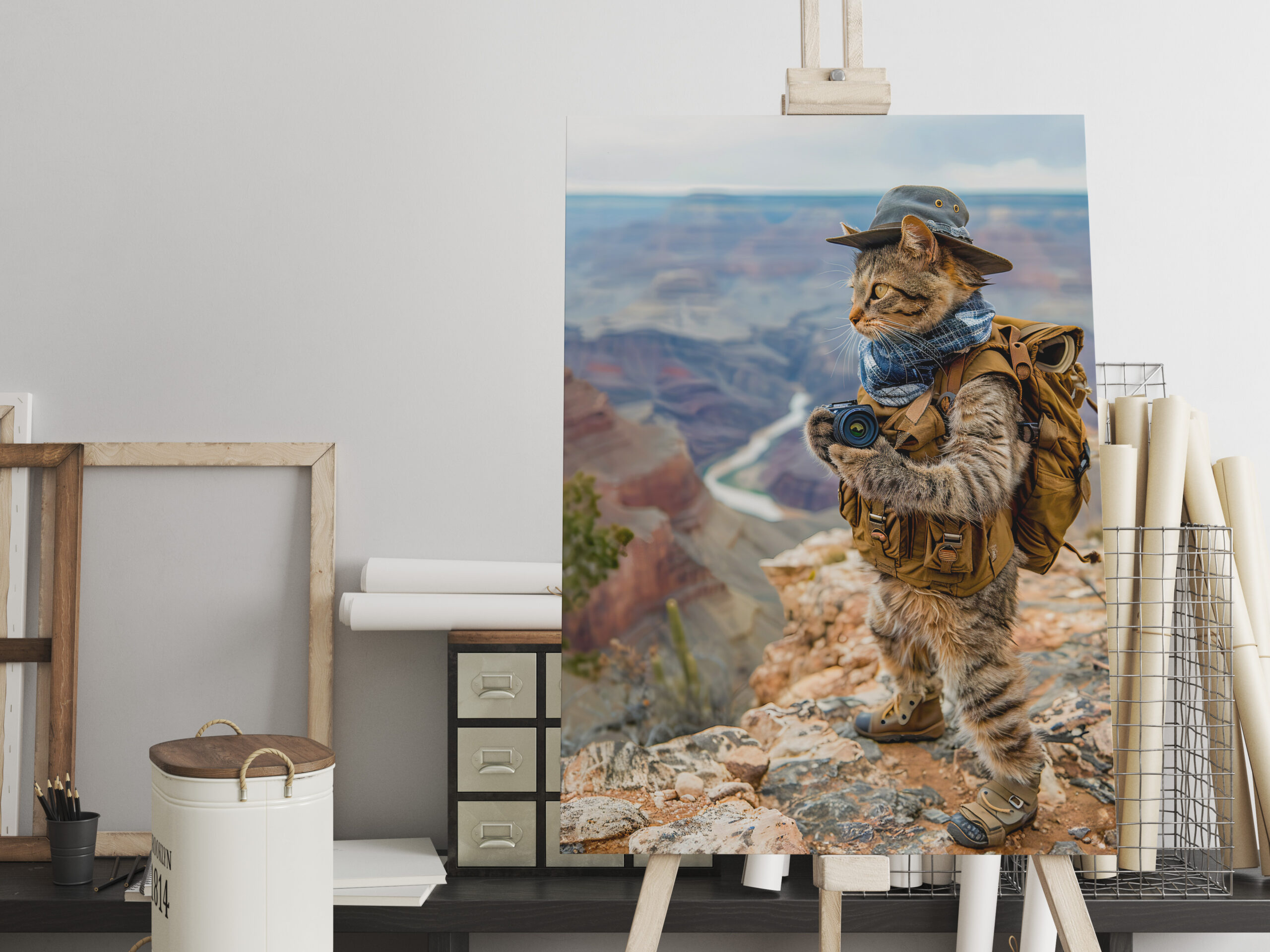 raxxa Canva: Cat Explorer at Grand Canyon Edge