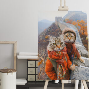 raxxa Canva: Adventurous Cats on the Great Wall