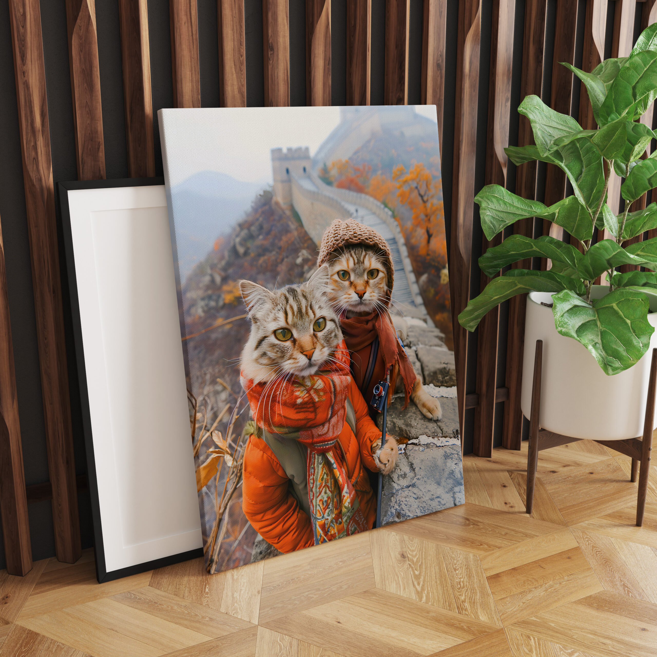 raxxa Canva: Adventurous Cats on the Great Wall - Imagen 2