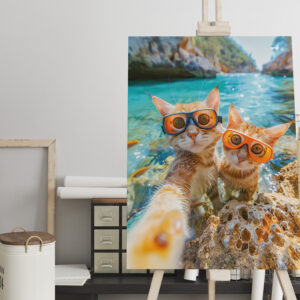 raxxa Canva: Snorkeling Cats in the Mediterranean Sea