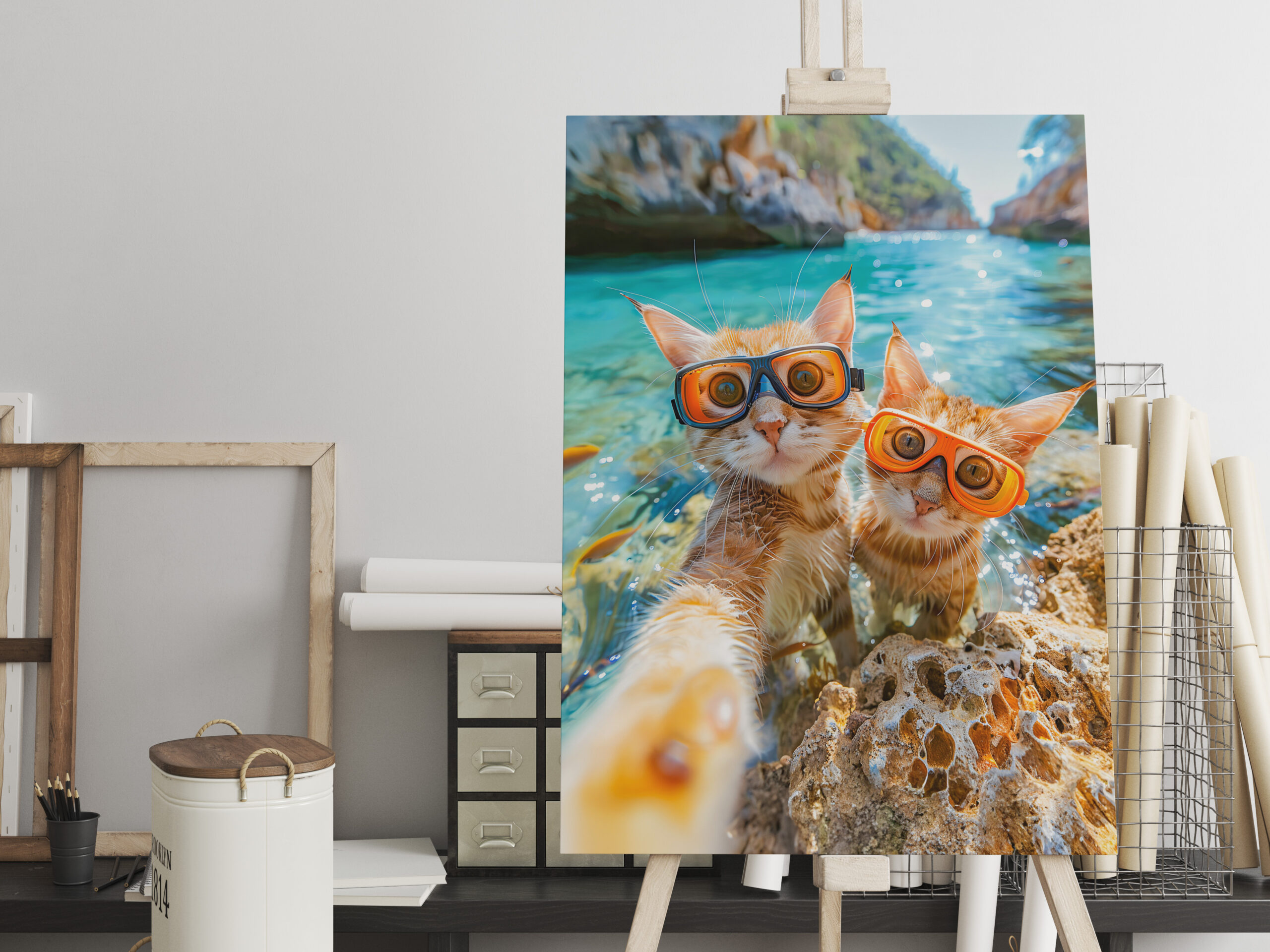 raxxa Canva: Snorkeling Cats in the Mediterranean Sea
