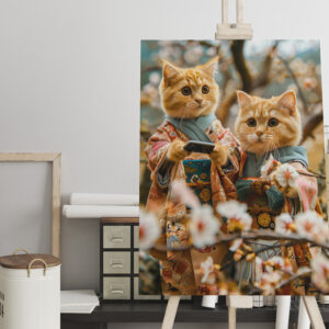 raxxa Canva: Cats Under Cherry Blossoms in Japan