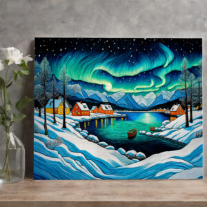 raxxa Canva: Majestic Aurora Borealis Over Winter Fjord