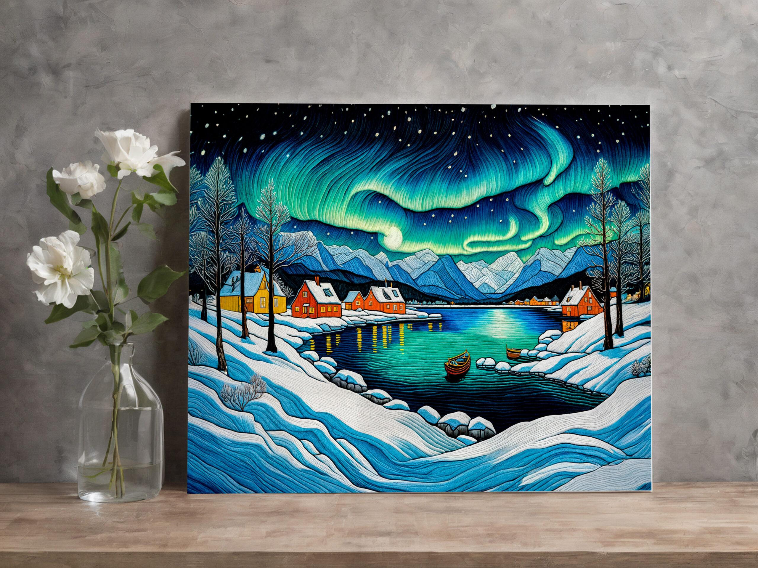 raxxa Canva: Majestic Aurora Borealis Over Winter Fjord