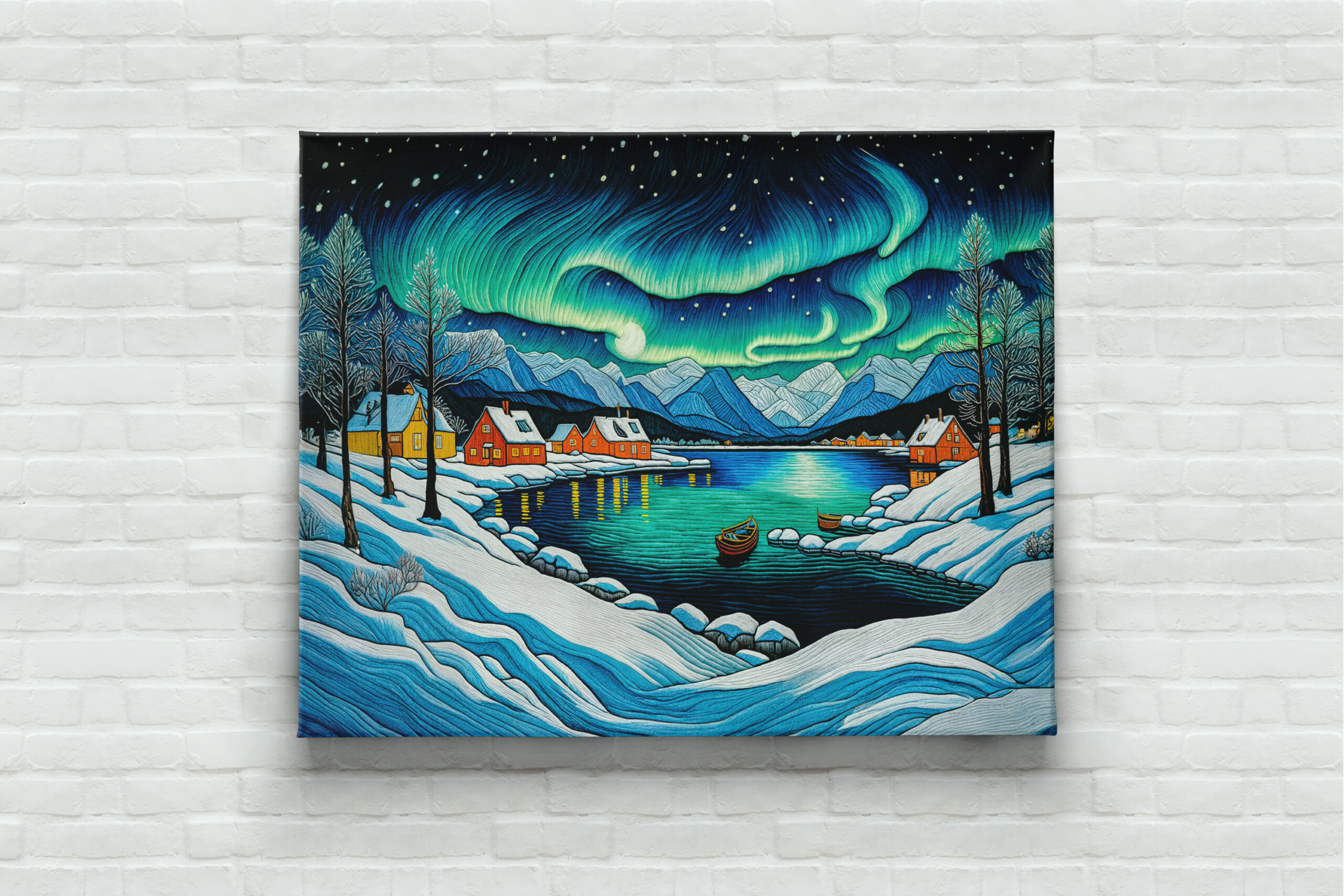 raxxa Canva: Majestic Aurora Borealis Over Winter Fjord - Imagen 2