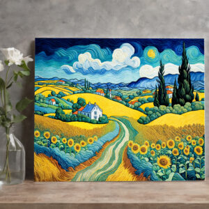 raxxa Canva: Scenic Country Path Through Sunflower Fields