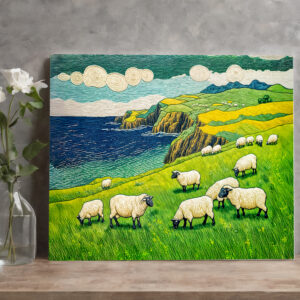 raxxa Canva: Sheep Grazing by Dramatic Coastal Cliffs
